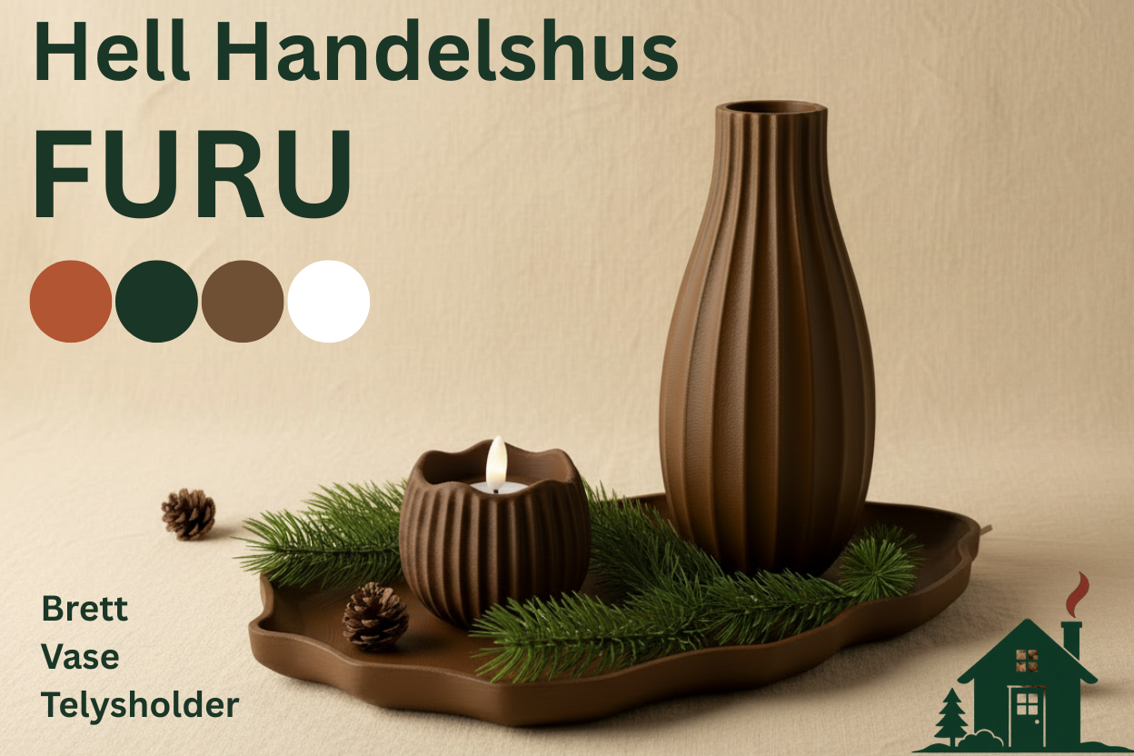 Hell Handelshus FURU — Brett, Vase og Telysholder